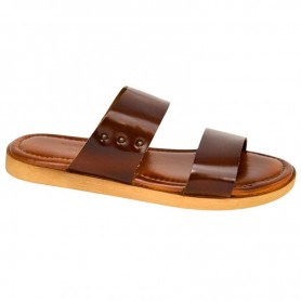 Sandale orthopédique cuir marron rivetée – SDL3121
