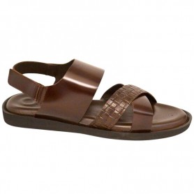 Sandale orthopédique cuir marron tressée – SDL3126