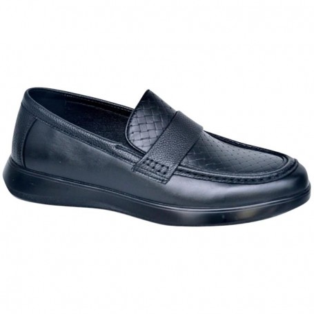 Mocassins Noirs Homme à Motif Tressé - CDV1782