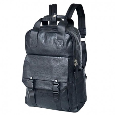 Sac à dos cuir noir moderne avec clips – SC3057