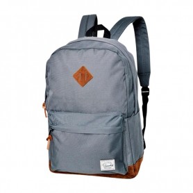 Sac à dos gris avec détails marron chic – SC3074