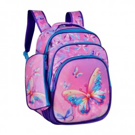 Sac à dos scolaire avec trousse motif papillons – SC3127