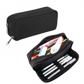 Trousse double compartiment noire – Élégante et résistante – TRS81