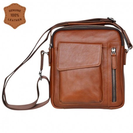 Sacoche en cuir camel pour homme – Élégance naturelle – SC3233