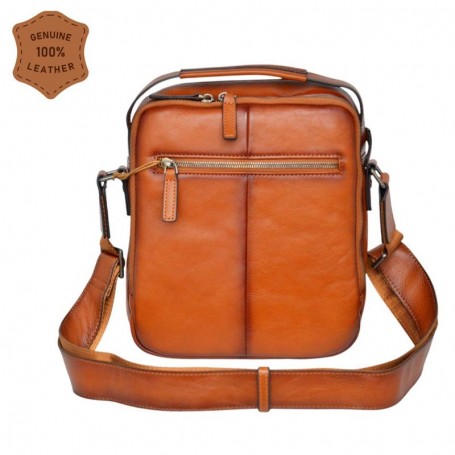 Sacoche homme cuir véritable couleur miel – Chic et qualité – SC3234