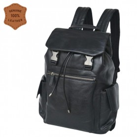 Sac à dos en cuir noir avec boucles – Élégance et robustesse – SC3245