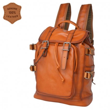 Sac à dos en cuir marron vintage – Style aventurier – SC3246