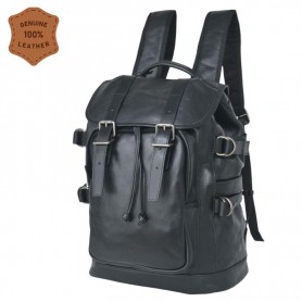 Sac à dos en cuir noir à boucles – Élégance et durabilité – SC3247