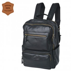 Sac à dos en cuir noir multi-poches – Élégance et fonctionnalité – SC3251