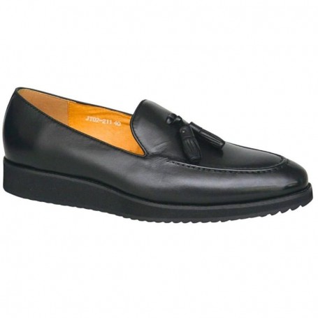 Mocassin homme cuir noir à pompons – Élégance décontractée - CDV1793