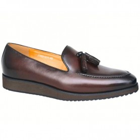 Mocassin homme cuir marron à pompons – Style élégant - CDV1794