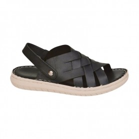 Sandale orthopédique homme cuir noir tressé – SDL3143