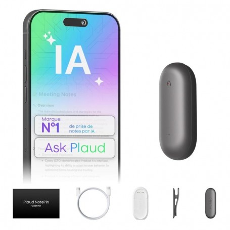 Plaud NotePin – Enregistreur Vocal IA 64 Go – Transcription et Résumé Automatique