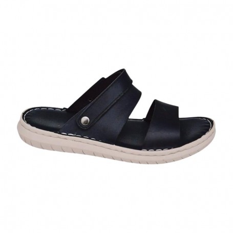 Sandale orthopédique homme cuir noir – Confort quotidien – SDL3150