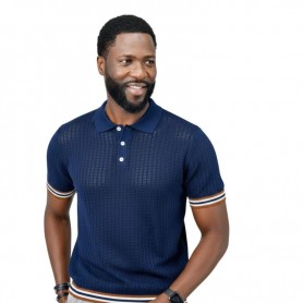 Polo bleu homme chic – Style moderne – TSH914