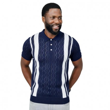 Polo bleu marine rétro homme – Style premium – TSH921