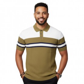 Polo homme kaki et blanc – Style tendance – TSH922