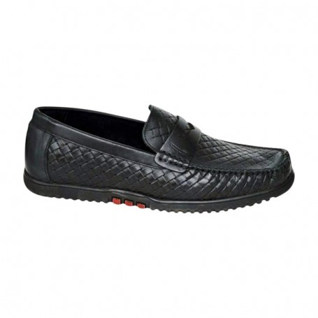 Mocassin noir tressé homme – Élégance moderne – 39 à 46 – MOC709