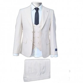 Costume homme premium beige avec gilet – Élégance italienne – CTM523