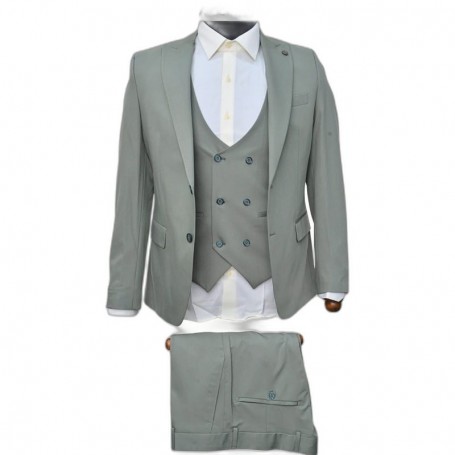 Costume homme premium vert avec gilet – Style élégant – CTM527
