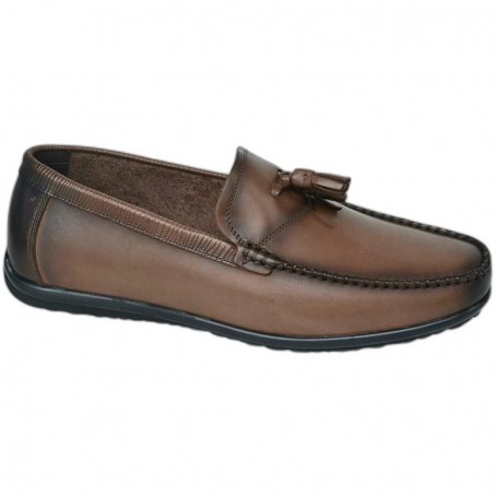 Mocassin Homme Marron à Pompons – Chaussures Chic – MOC752