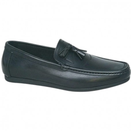 Mocassin Noir à Pompons – Chaussures Chic Homme – MOC756