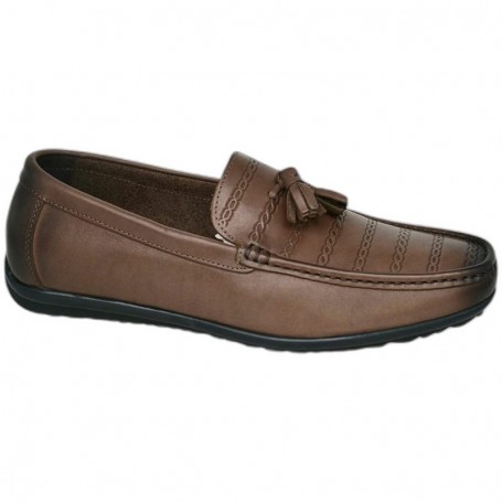 Mocassin Homme Marron Élégant à Pompons – Chaussures – MOC757