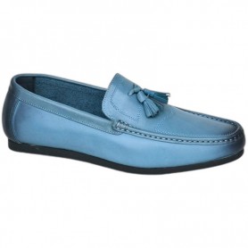 Mocassin Homme Bleu à Pompons – Chaussures Élégantes – MOC763
