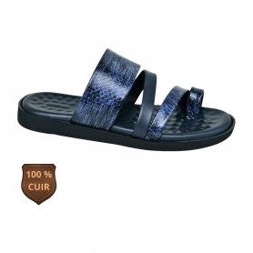 Sandale orthopédique en cuir bleu noir pour homme – SDL3262