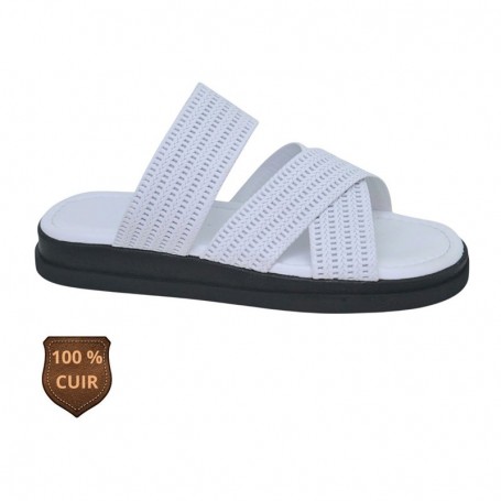 Sandale orthopédique blanche en cuir perforé – SDL3265