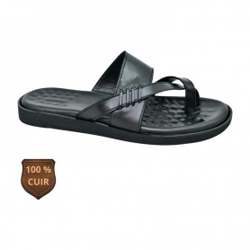 Tong sandale orthopédique noire en cuir – SDL3270