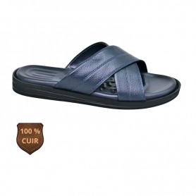 Sandale orthopédique bleu marine en cuir croisé – SDL3271