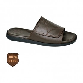 Sandale orthopédique marron foncé en cuir – SDL3274