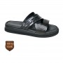 Sandale orthopédique noire et grise en cuir ajouré – SDL3278