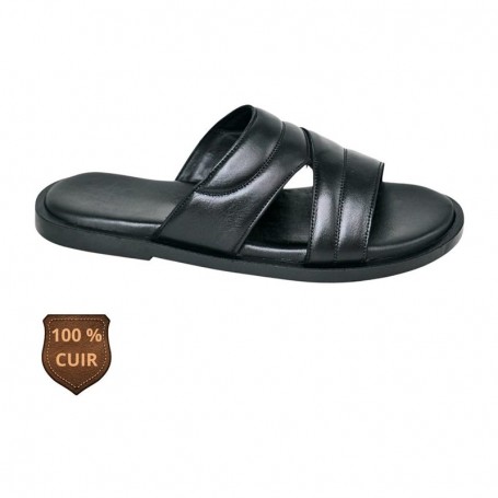 Sandale orthopédique noire en cuir croisé – SDL3280