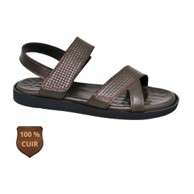 Sandale orthopédique marron en cuir multi-brides – SDL3283