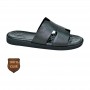 Sandale orthopédique noire en cuir perforé – SDL3291