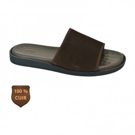 Sandale orthopédique marron foncé en cuir – SDL3292