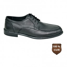 Chaussure classe noire en cuir grainé pour homme – CDV1844