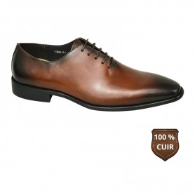 Chaussure classe marron en cuir lisse à lacets – CDV1845
