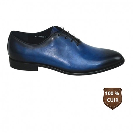 Chaussure classe bleue en cuir lisse pour homme – CDV1847