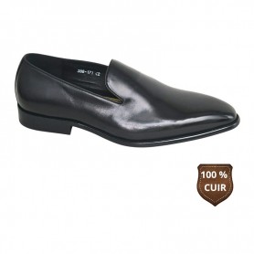 Chaussure classe noire en cuir sans lacets – CDV1850