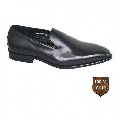 Chaussure classe noire en cuir sans lacets – CDV1850