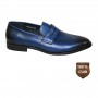 Mocassin bleu en cuir avec bride décorative – CDV1852