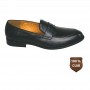 Mocassin noir en cuir lisse avec bride – CDV1857