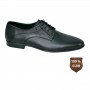 Chaussure classe noire en cuir à couture décorative – CDV1860