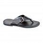 Sandale premium noire en cuir à boucle – SDL3294