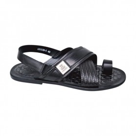 Sandale premium noire en cuir tressé – SDL3295