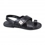 Sandale premium noire en cuir tressé – SDL3295
