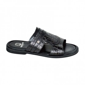 Sandale premium noire en cuir ajouré – SDL3298